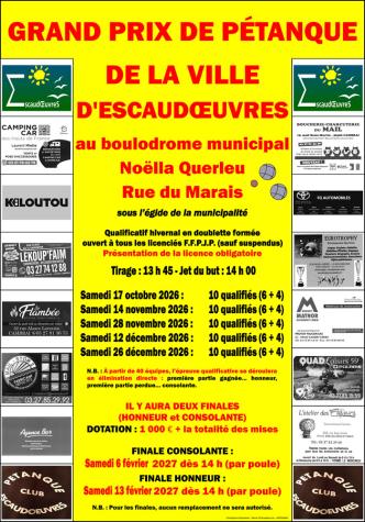 Grand Prix de pétanque de la ville d'Escaudœuvres (2e manche)