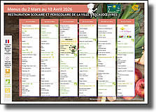 Menus de mars et avril 2026